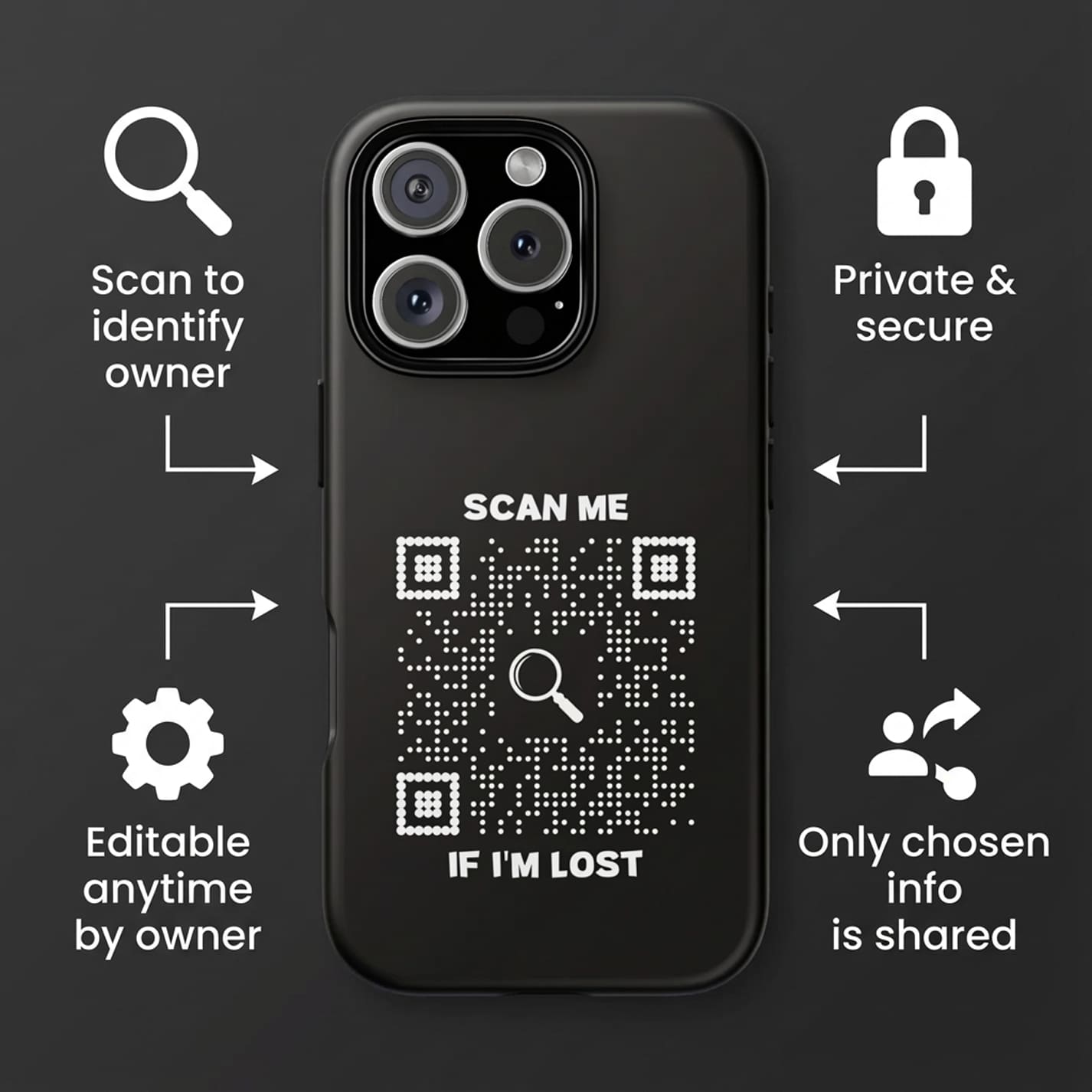 Lost & Found – Phone Case – White – Scan Me If I'm Lost - QR NATION