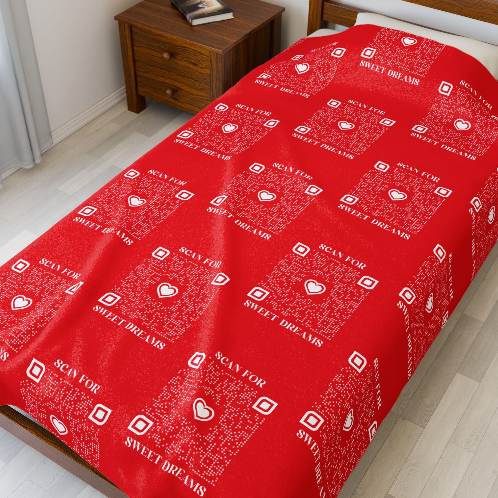 Love – Blanket – Red – Scan for Sweet Dreams - QR NATION