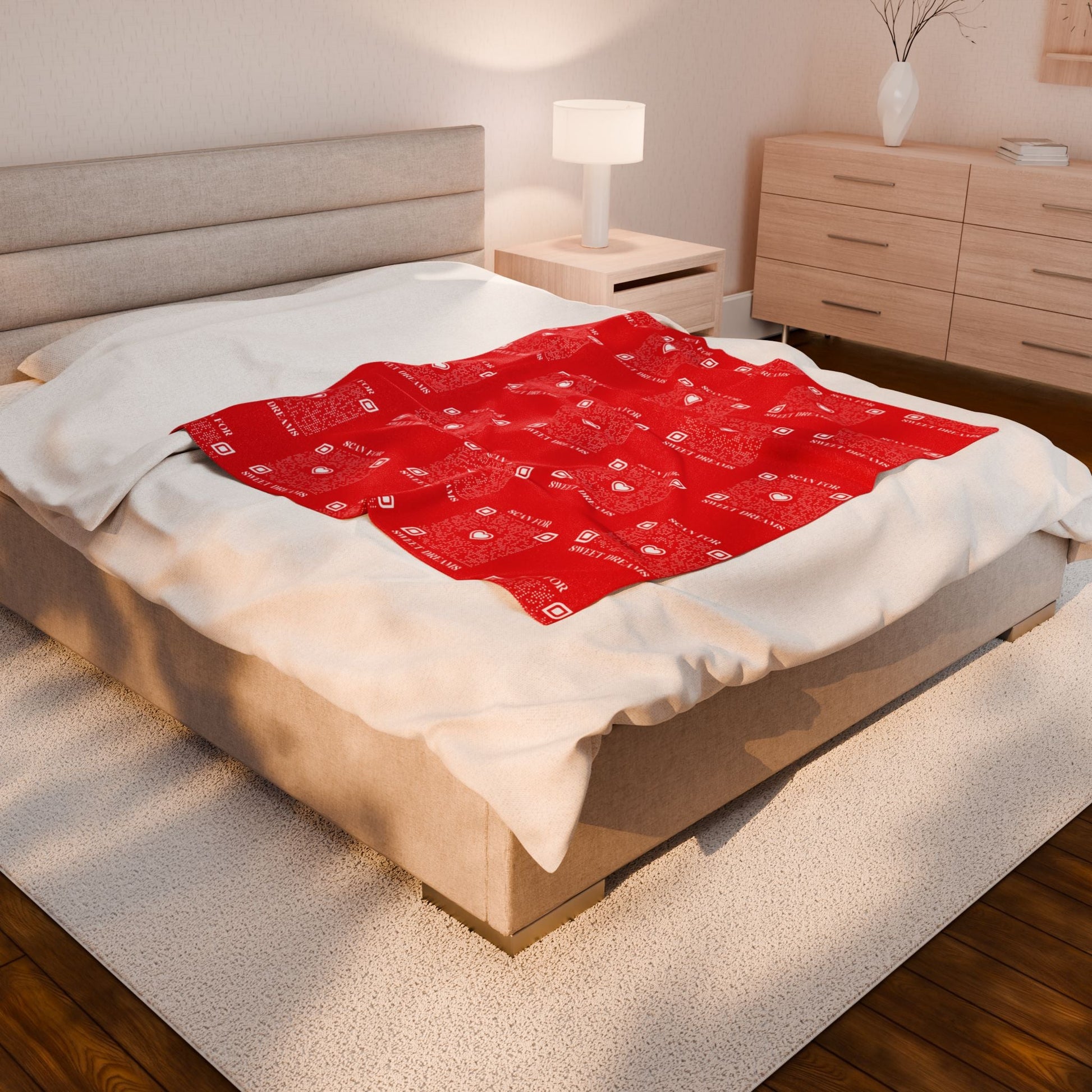 Love – Blanket – Red – Scan for Sweet Dreams - QR NATION