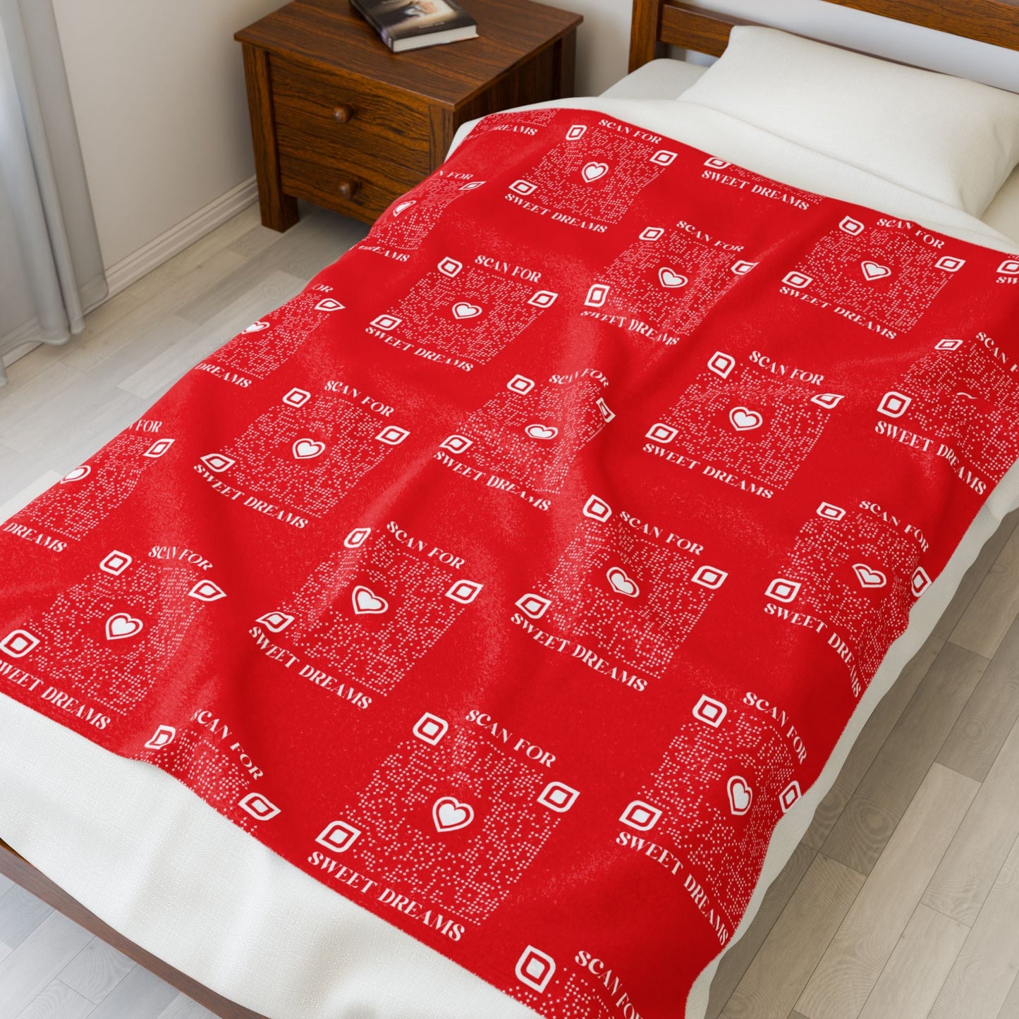 Love – Blanket – Red – Scan for Sweet Dreams - QR NATION