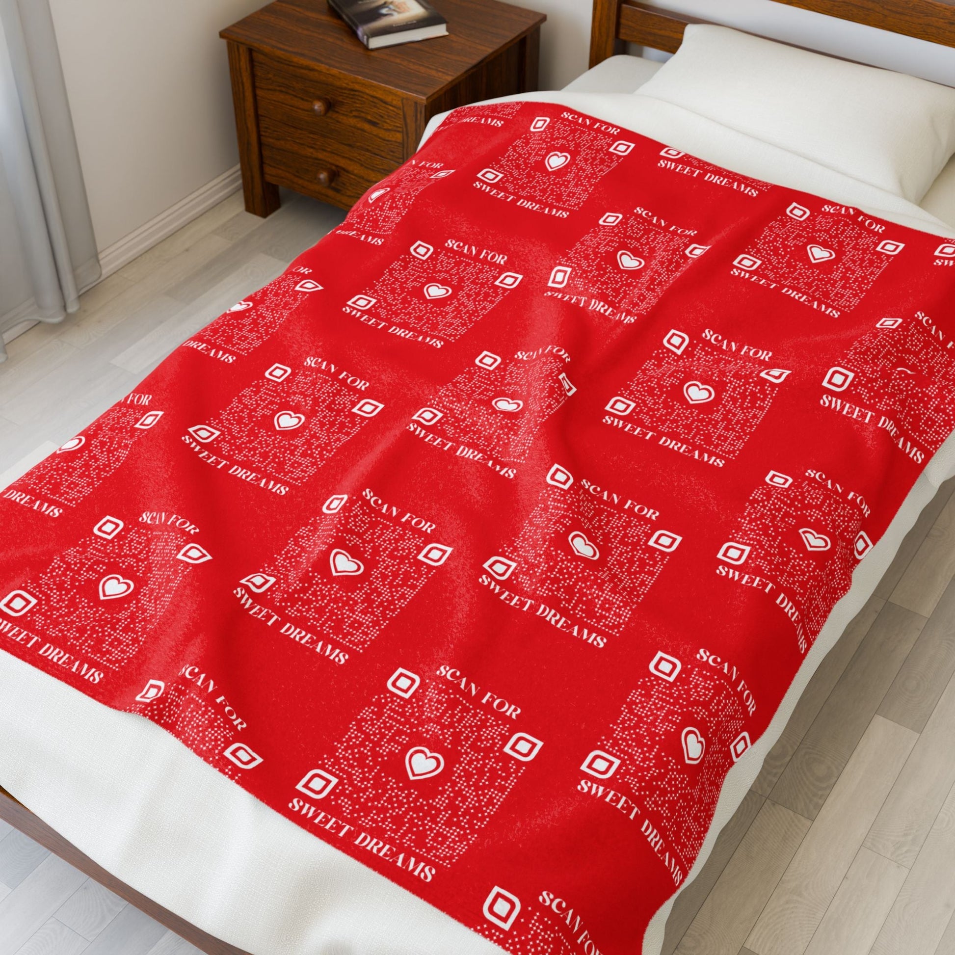 Love – Blanket – Red – Scan for Sweet Dreams - QR NATION