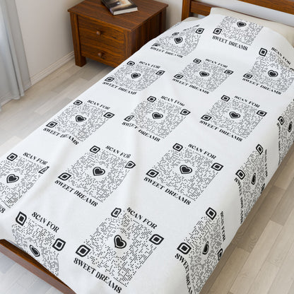 Love – Blanket – White – Scan for Sweet Dreams - QR NATION