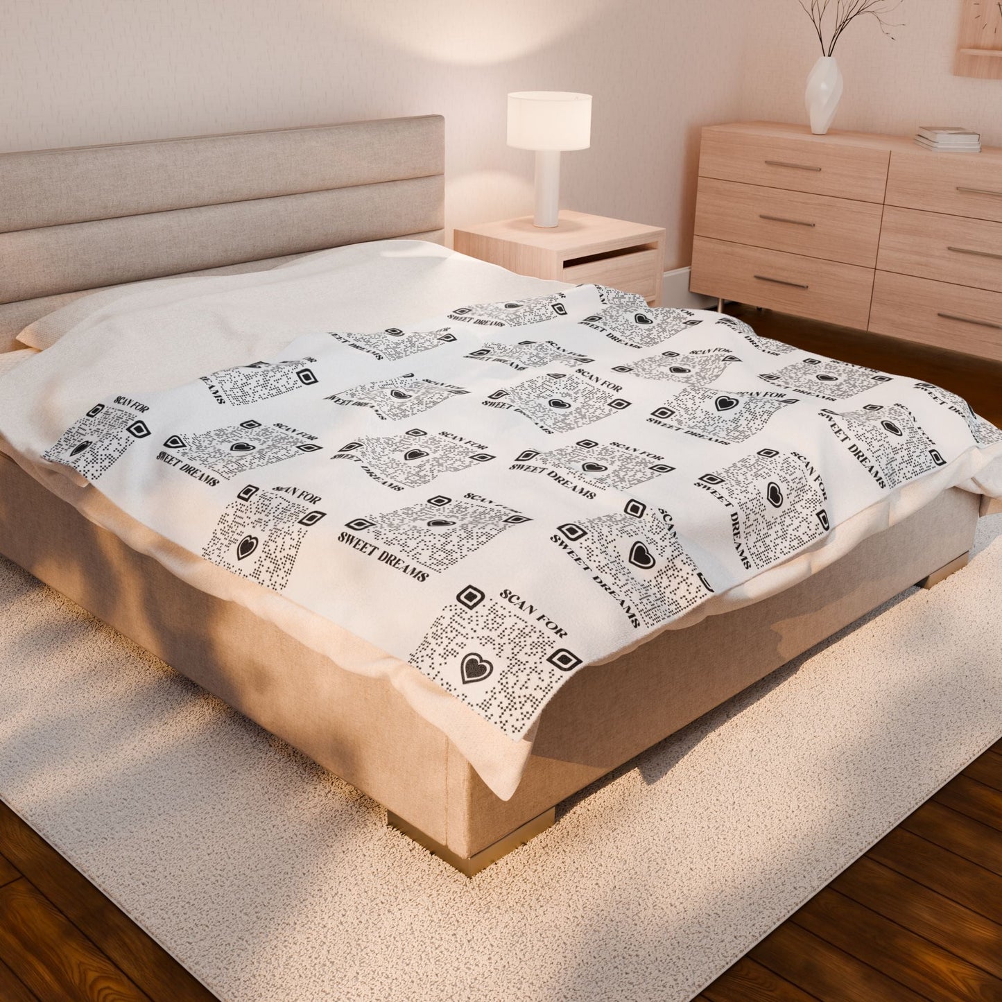 Love – Blanket – White – Scan for Sweet Dreams - QR NATION