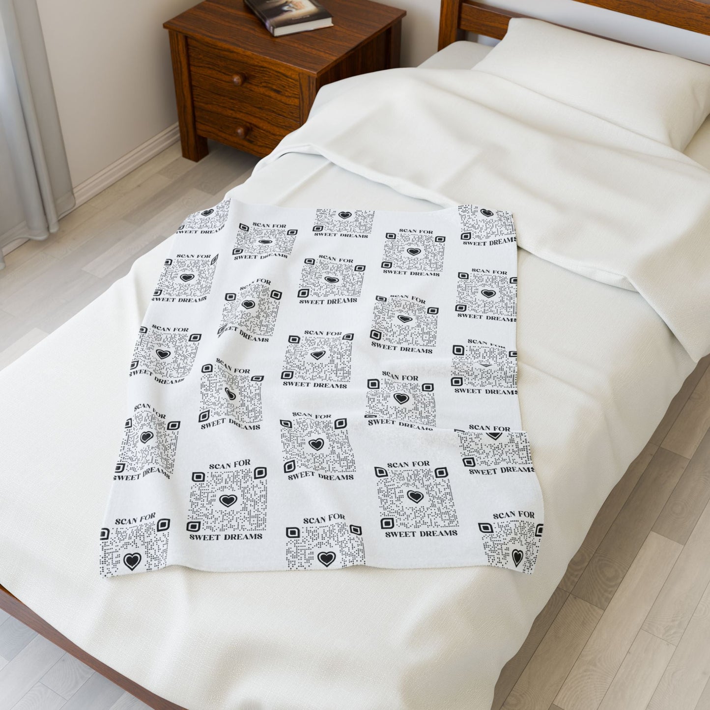 Love – Blanket – White – Scan for Sweet Dreams - QR NATION