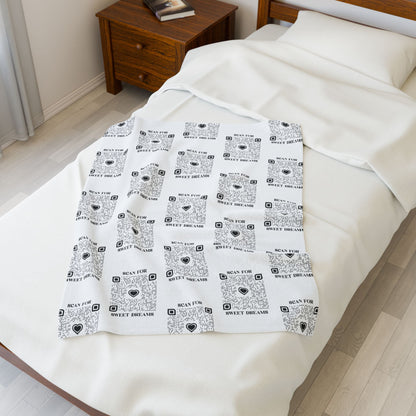 Love – Blanket – White – Scan for Sweet Dreams - QR NATION