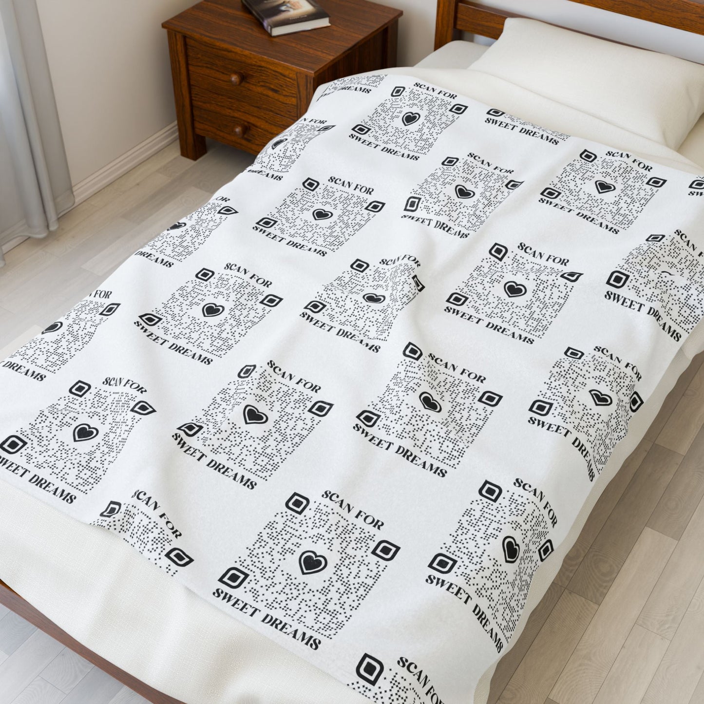 Love – Blanket – White – Scan for Sweet Dreams - QR NATION