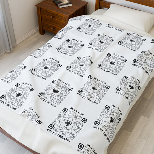 Love – Blanket – White – Scan for Sweet Dreams - QR NATION
