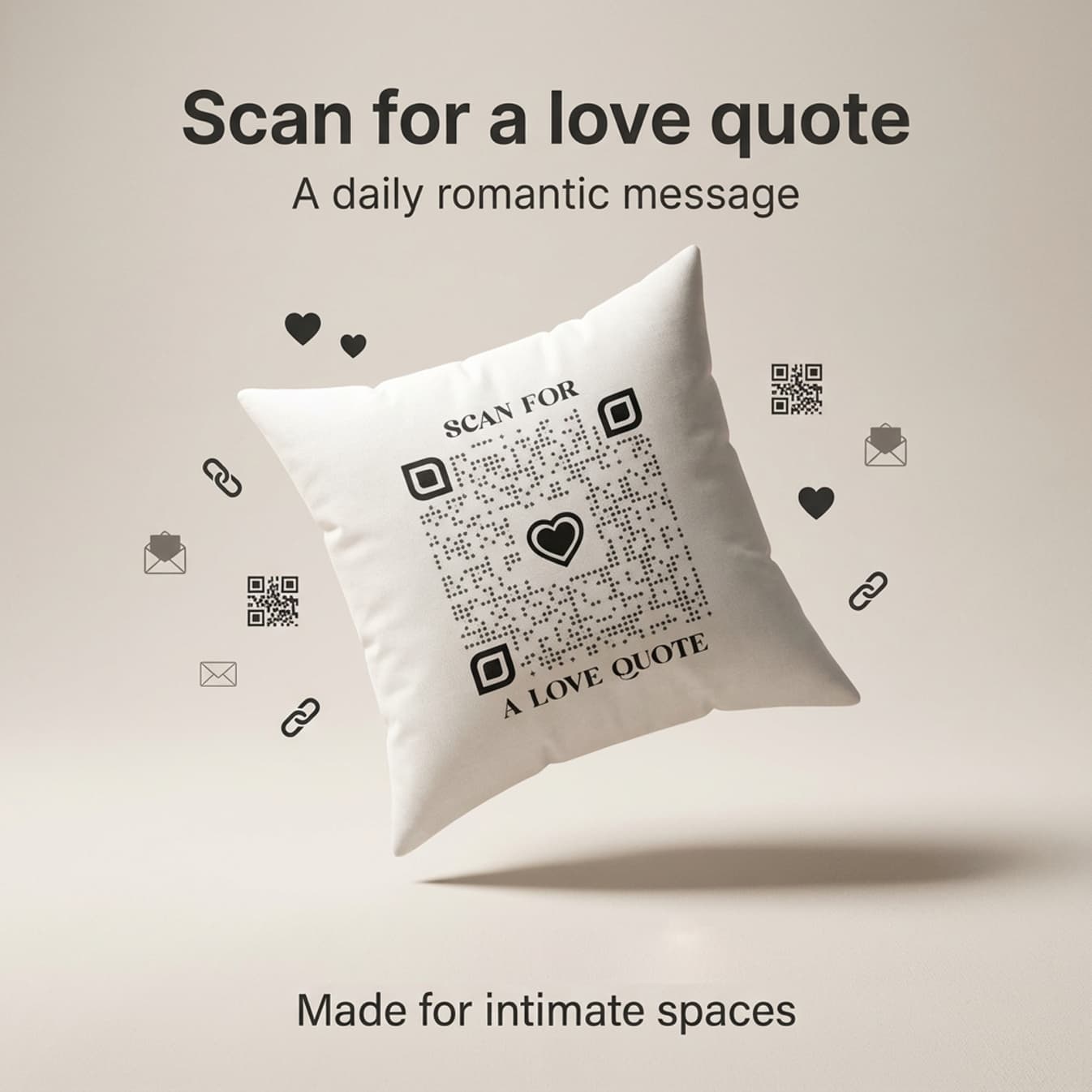 Love – Pillow – Red – Scan for a Love Quote - QR NATION