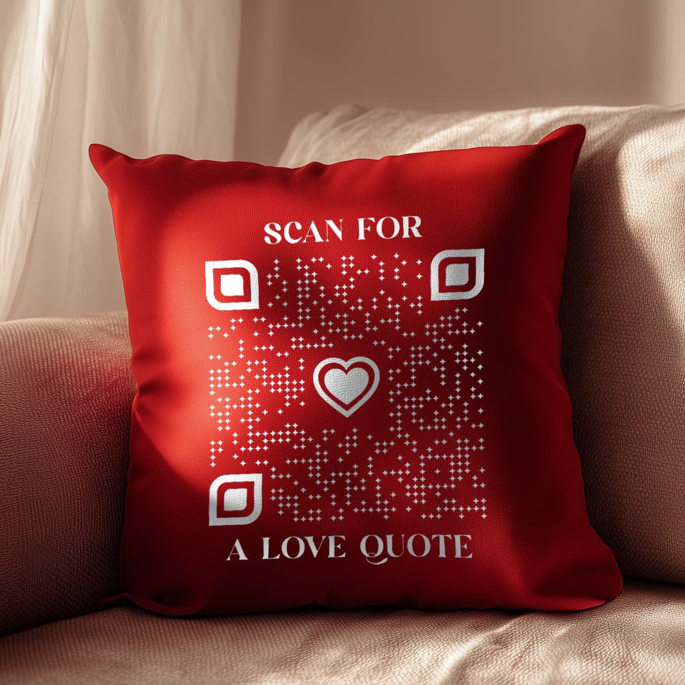 Love – Pillow – Red – Scan for a Love Quote - QR NATION