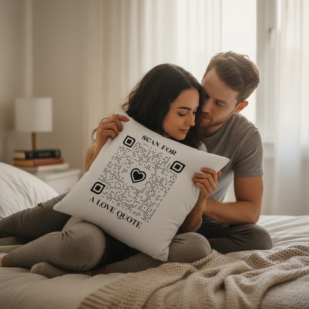 Love – Pillow – Red – Scan for a Love Quote - QR NATION