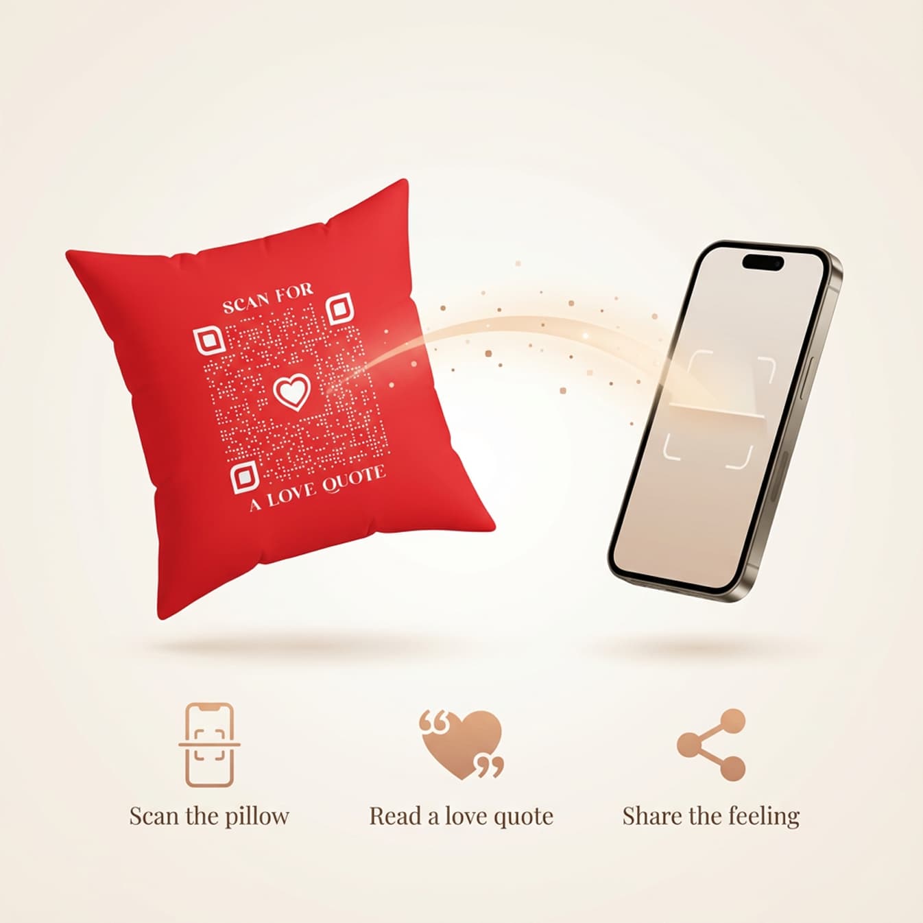 Love – Pillow – Red – Scan for a Love Quote - QR NATION