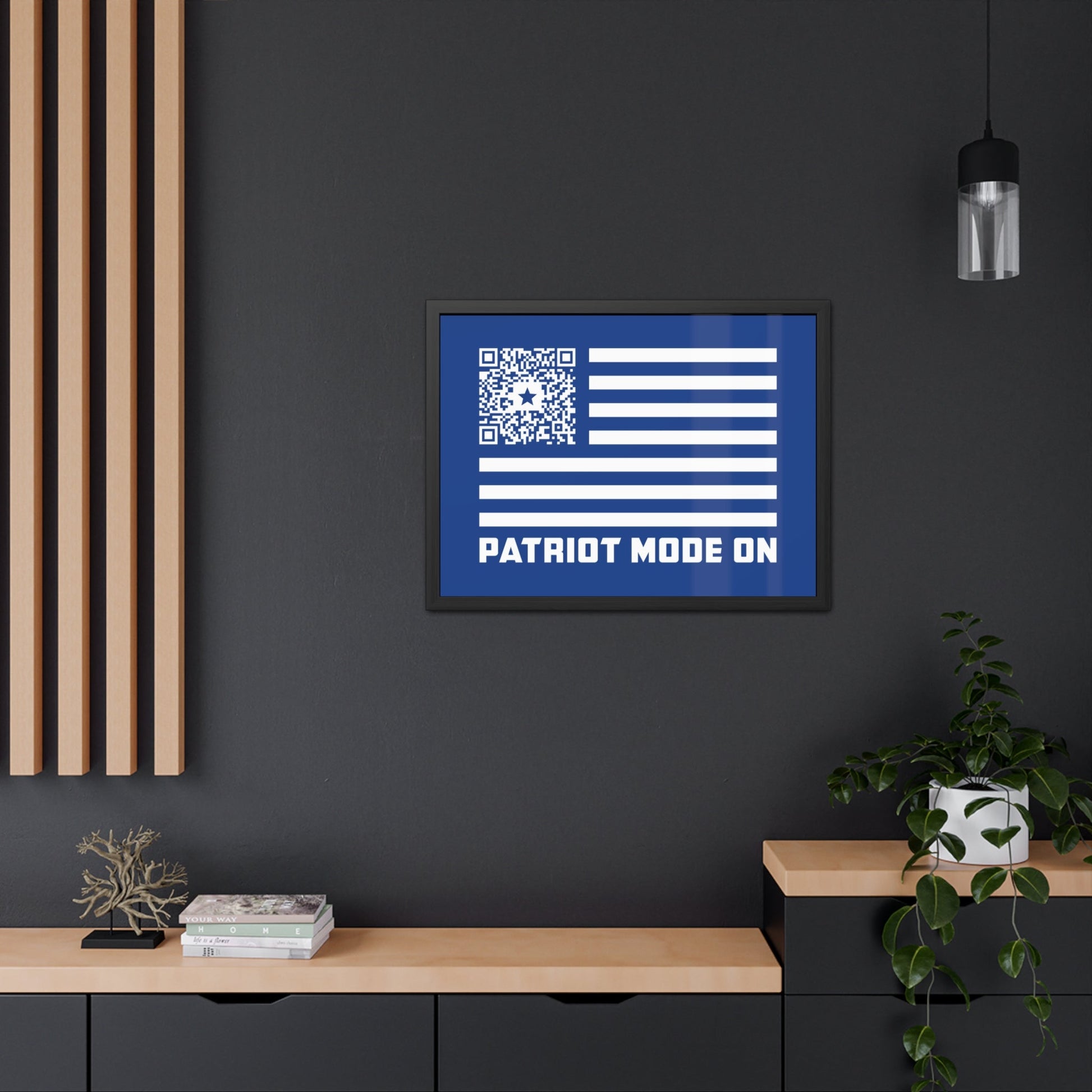 Patriot – Framed Poster – Dark Blue – Patriot Mode On - QR NATION