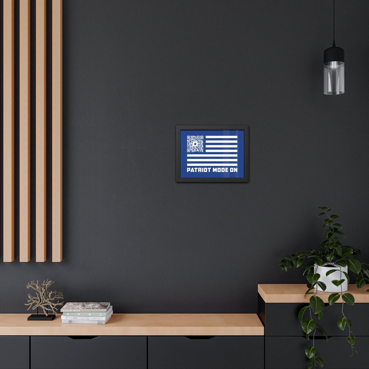 Patriot – Framed Poster – Dark Blue – Patriot Mode On - QR NATION