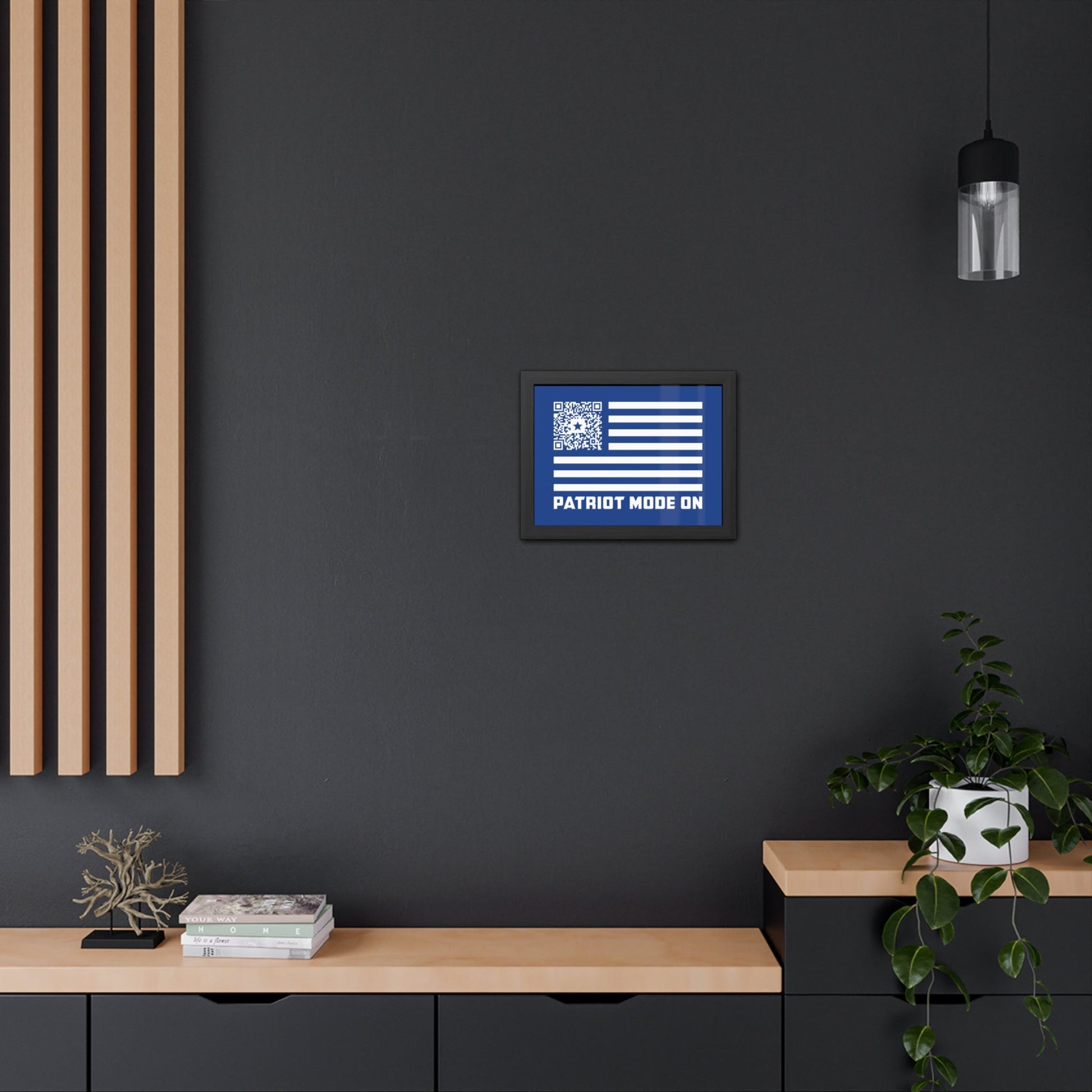 Patriot – Framed Poster – Dark Blue – Patriot Mode On - QR NATION