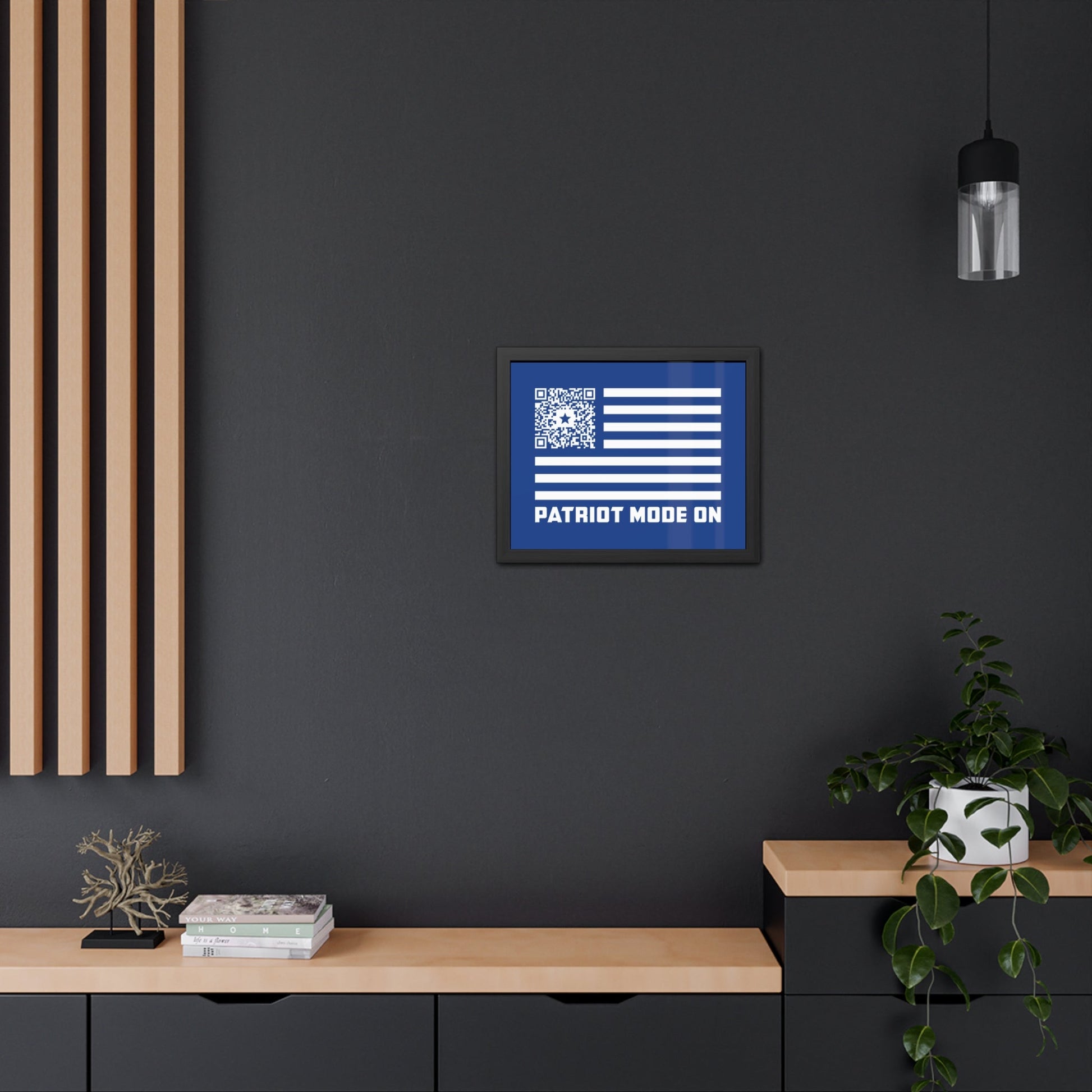 Patriot – Framed Poster – Dark Blue – Patriot Mode On - QR NATION