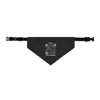 Pet Collection – Bandana Collar – Black – Scan to Call My Parents - QR NATION