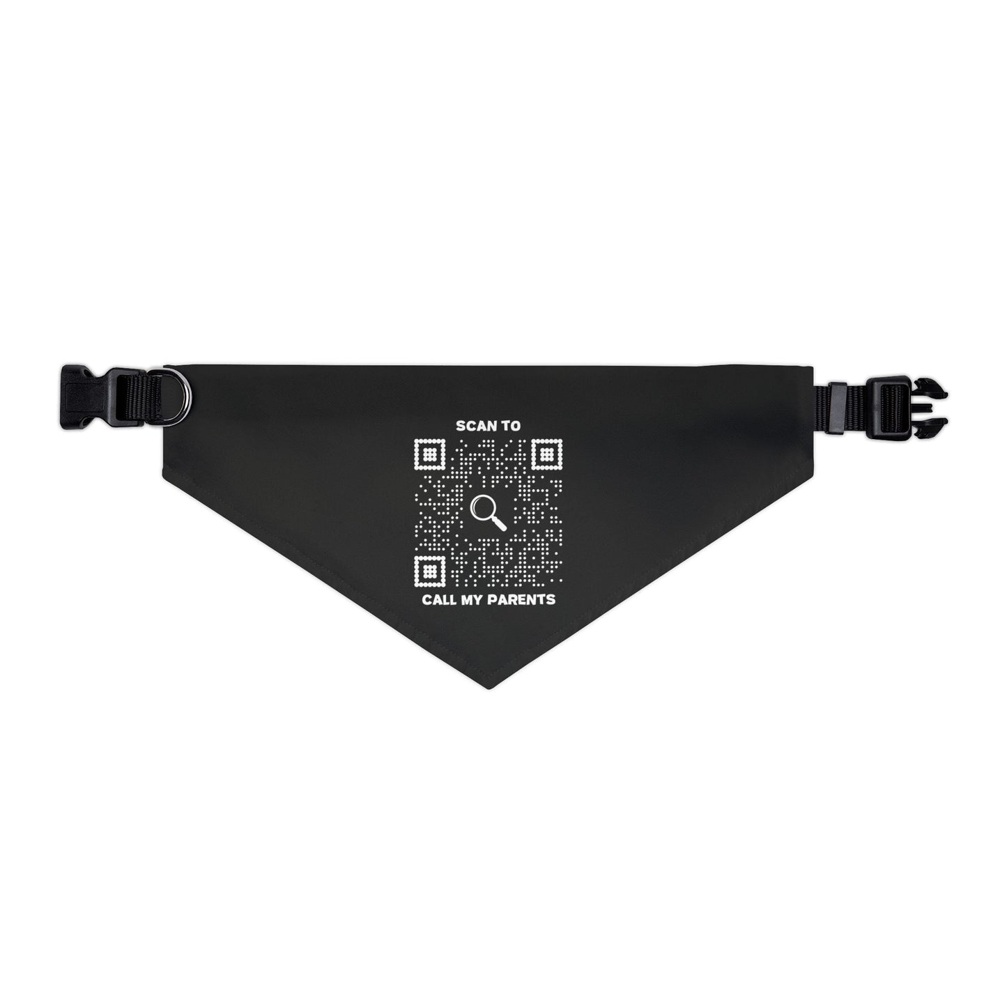 Pet Collection – Bandana Collar – Black – Scan to Call My Parents - QR NATION