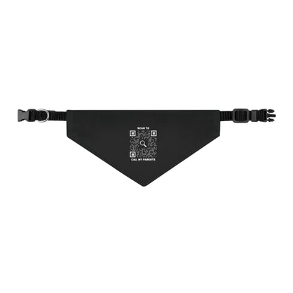 Pet Collection – Bandana Collar – Black – Scan to Call My Parents - QR NATION