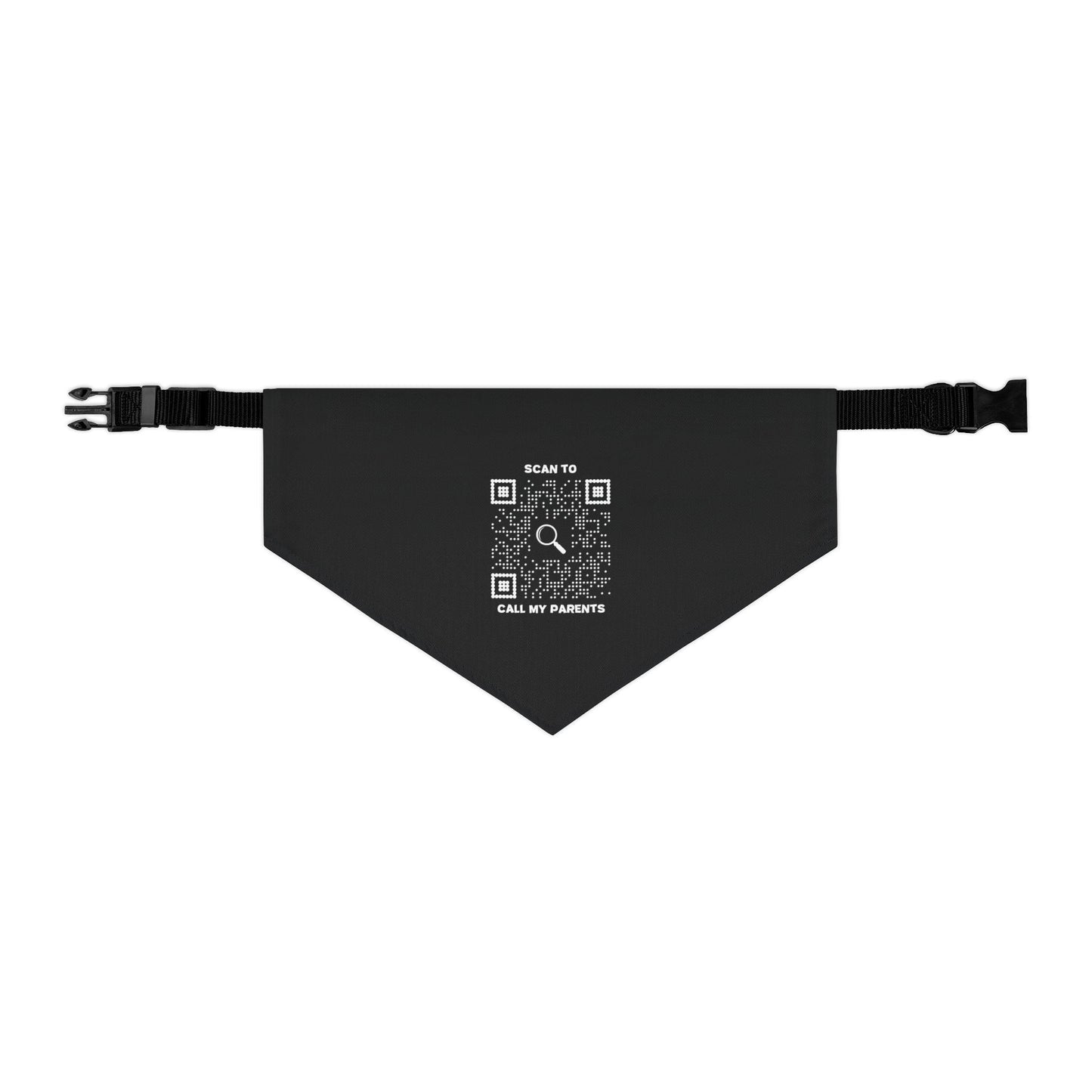 Pet Collection – Bandana Collar – Black – Scan to Call My Parents - QR NATION