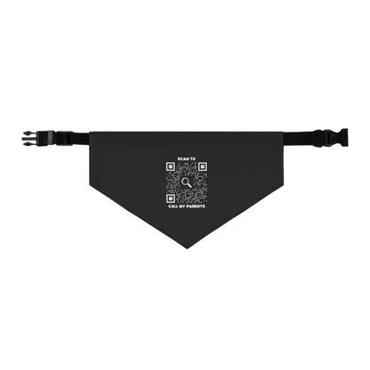 Pet Collection – Bandana Collar – Black – Scan to Call My Parents - QR NATION