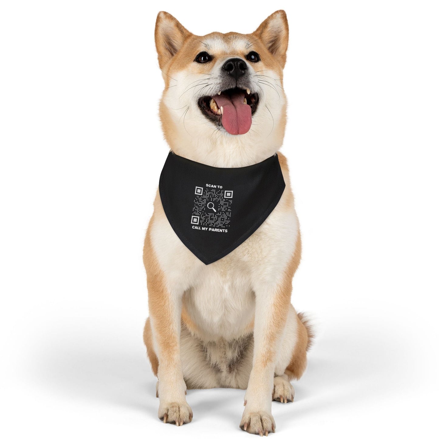Pet Collection – Bandana Collar – Black – Scan to Call My Parents - QR NATION