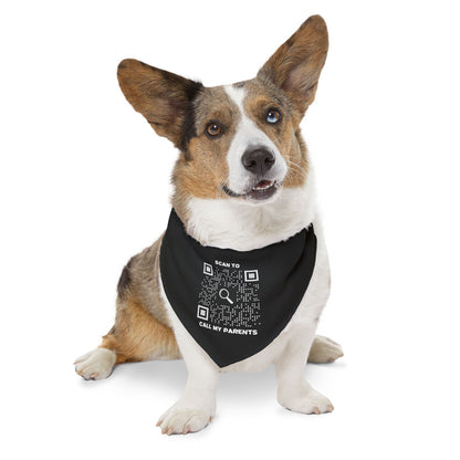 Pet Collection – Bandana Collar – Black – Scan to Call My Parents - QR NATION
