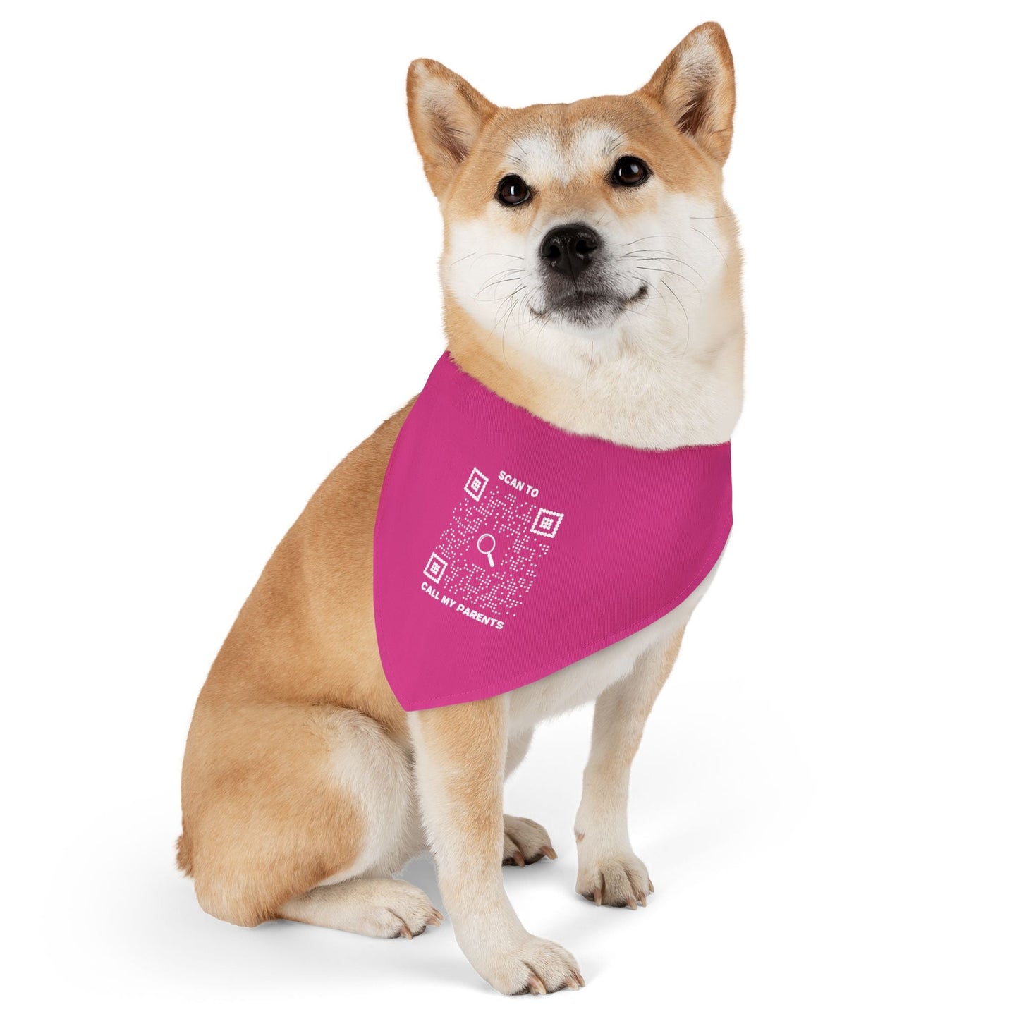 Pet Collection – Bandana Collar – Fuchsia – Scan to Call My Parents - QR NATION