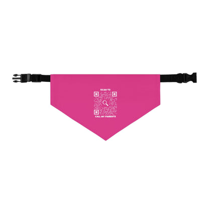 Pet Collection – Bandana Collar – Fuchsia – Scan to Call My Parents - QR NATION