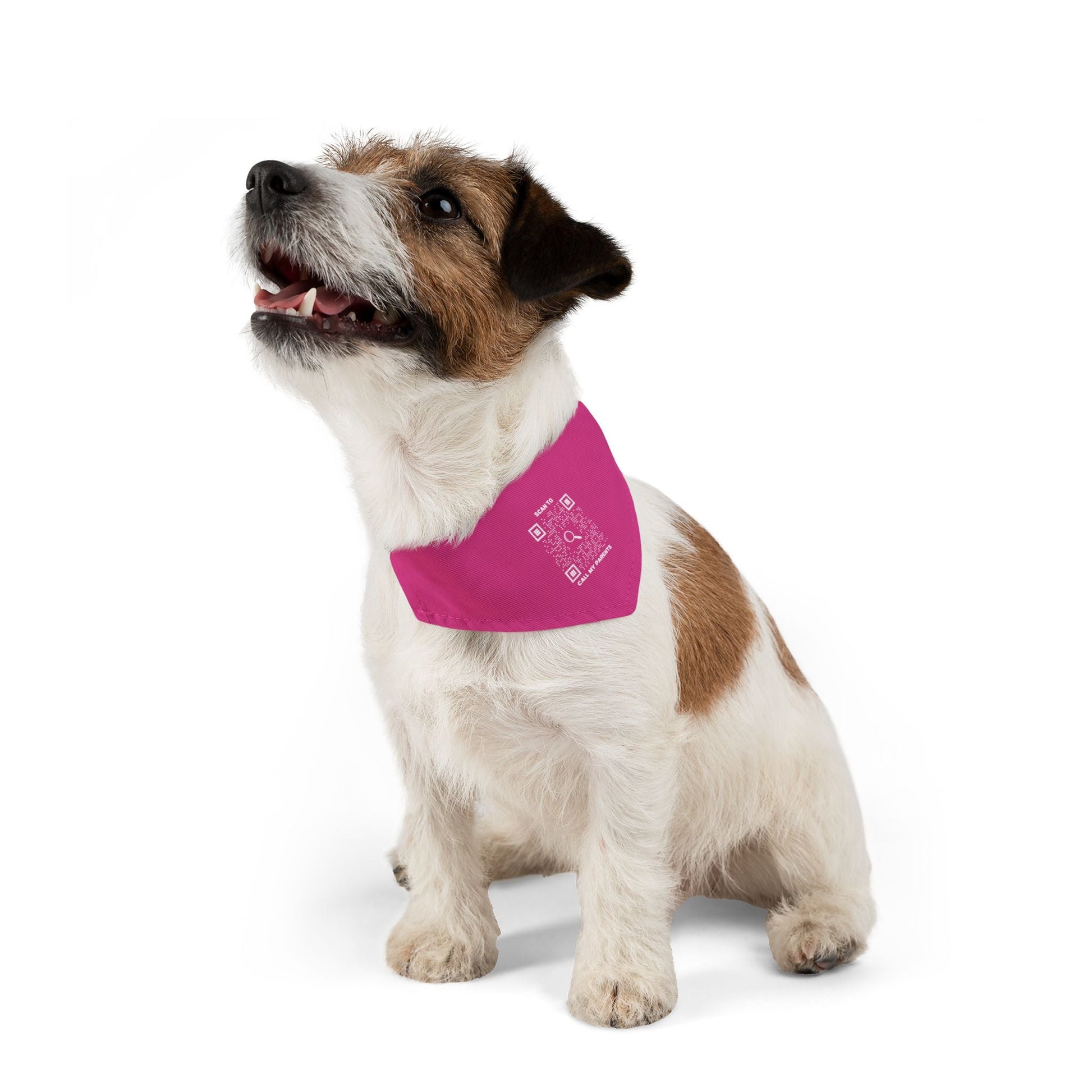Pet Collection – Bandana Collar – Fuchsia – Scan to Call My Parents - QR NATION
