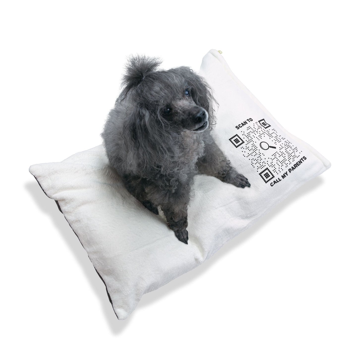 Pet Collection – Bed – White – Scan to Call My Parents - QR NATION