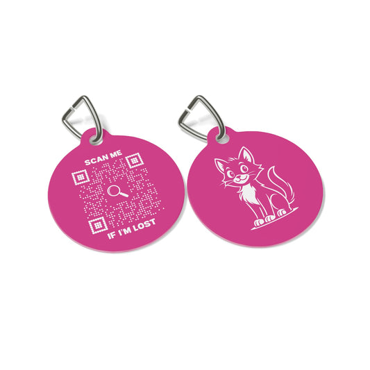 Pet Collection – Cat Tag – Fuchsia – Scan Me If I'm Lost - QR NATION