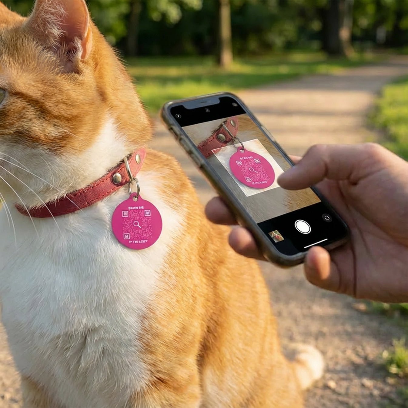 Pet Collection – Cat Tag – White – Scan Me If I'm Lost - QR NATION