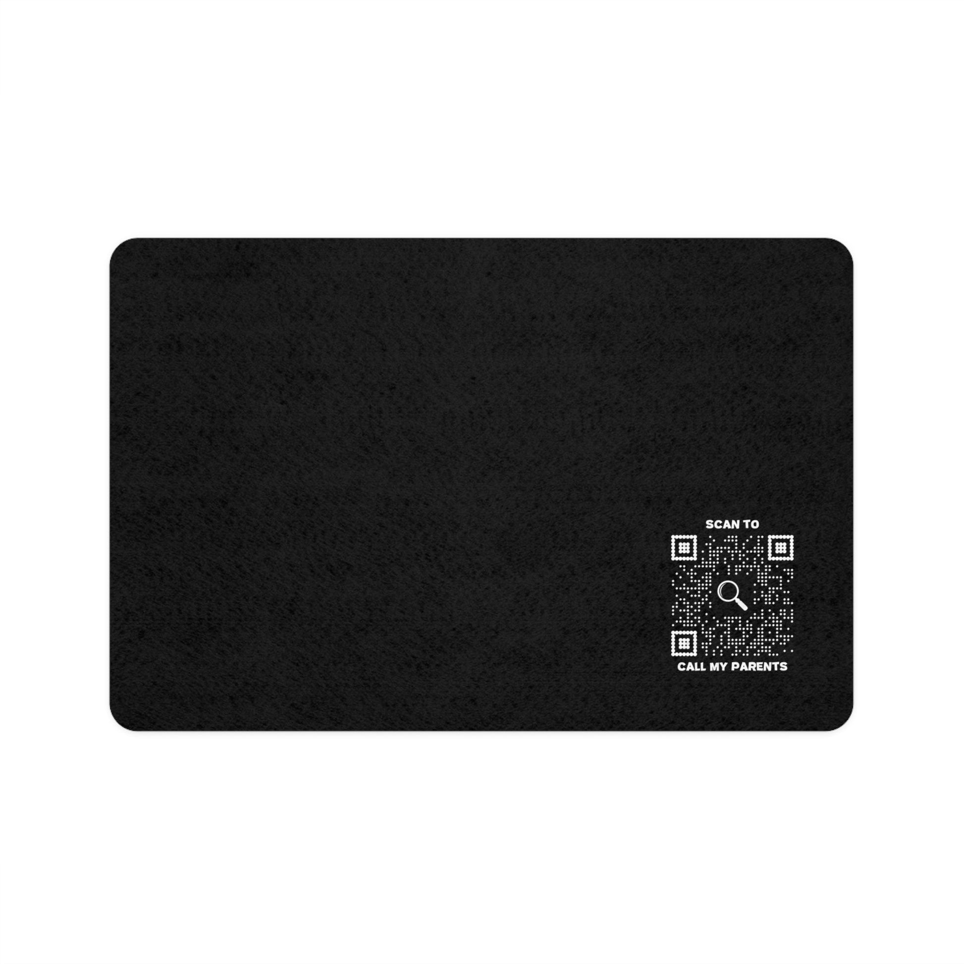 Pet Collection – Food Mat – Black – Scan to Call My Parents - QR NATION