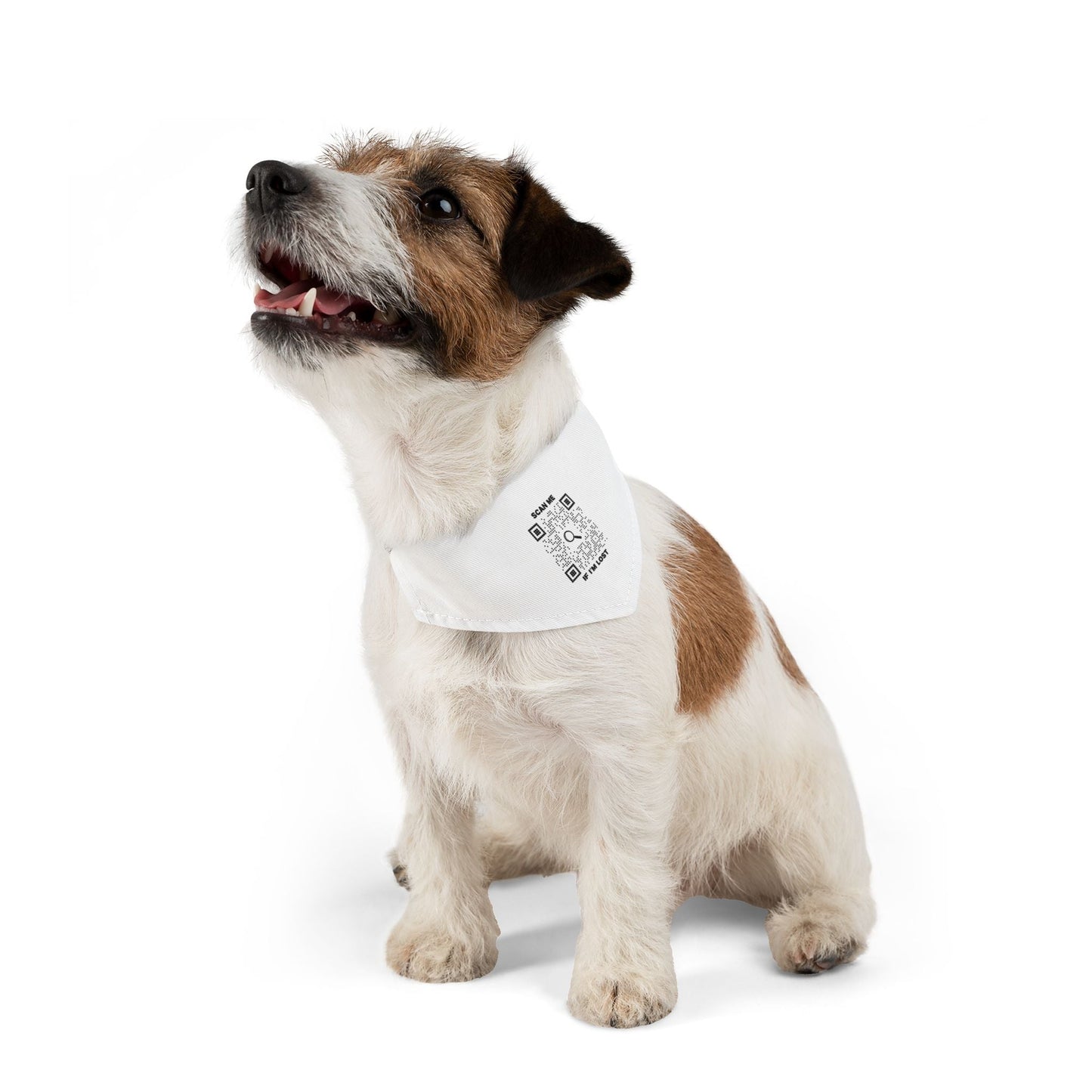 Pet Collection – Pet Bandana Collar – White – Scan Me If I'm Lost - QR NATION