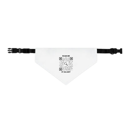 Pet Collection – Pet Bandana Collar – White – Scan Me If I'm Lost - QR NATION