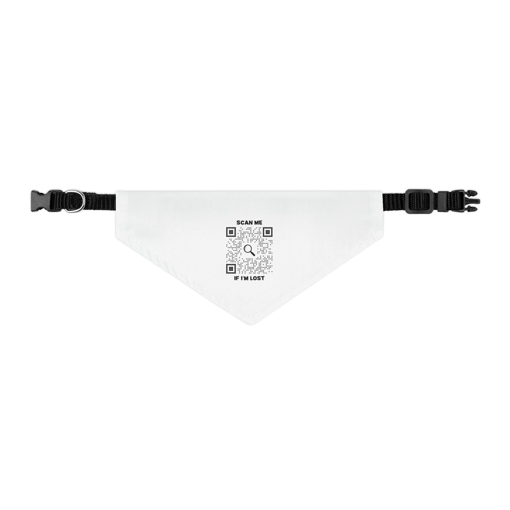 Pet Collection – Pet Bandana Collar – White – Scan Me If I'm Lost - QR NATION