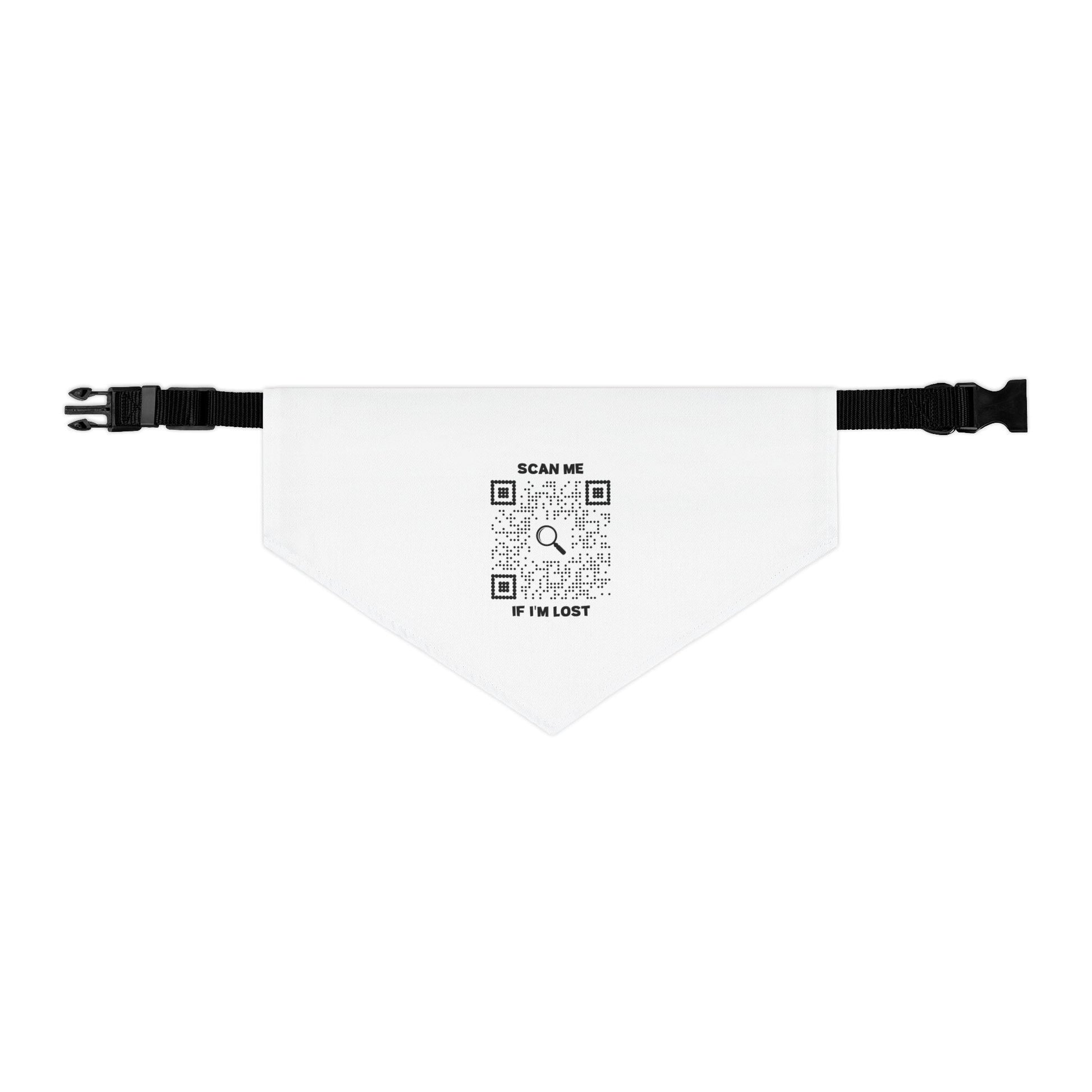 Pet Collection – Pet Bandana Collar – White – Scan Me If I'm Lost - QR NATION