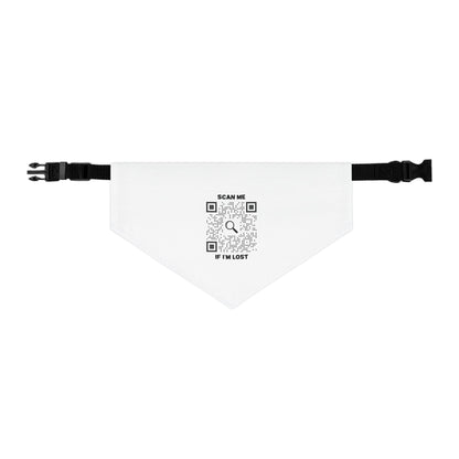 Pet Collection – Pet Bandana Collar – White – Scan Me If I'm Lost - QR NATION