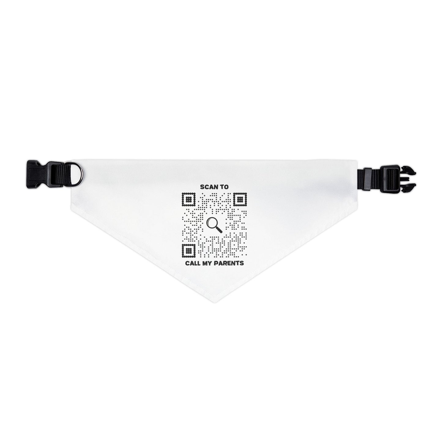 Pet Collection – Pet Bandana Collar – White – Scan to Call My Parents - QR NATION