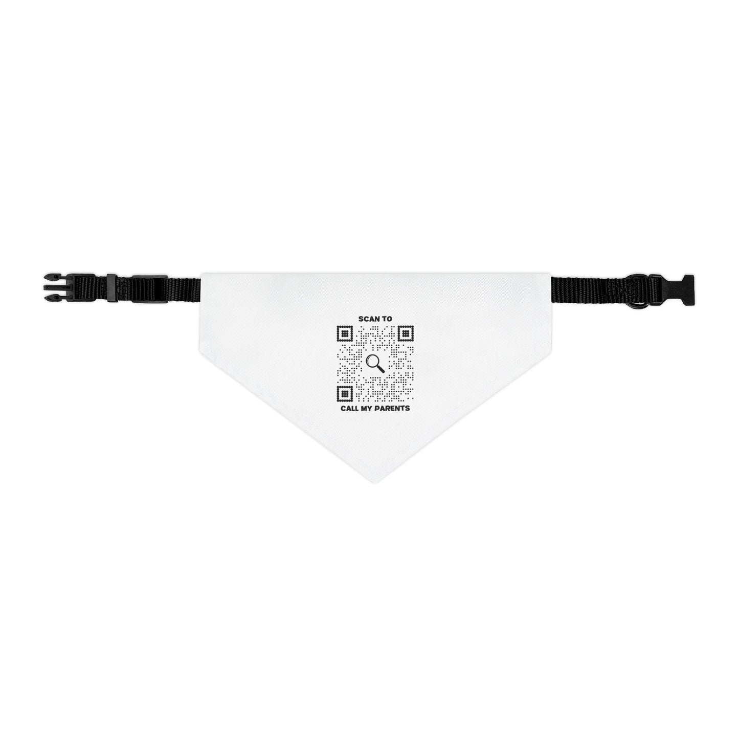 Pet Collection – Pet Bandana Collar – White – Scan to Call My Parents - QR NATION