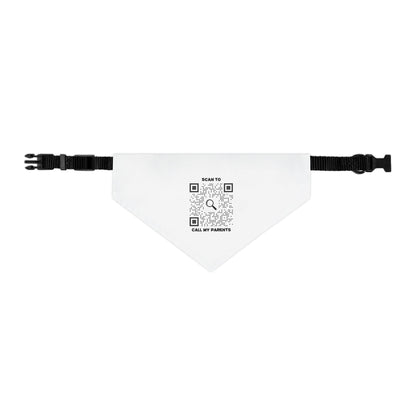 Pet Collection – Pet Bandana Collar – White – Scan to Call My Parents - QR NATION