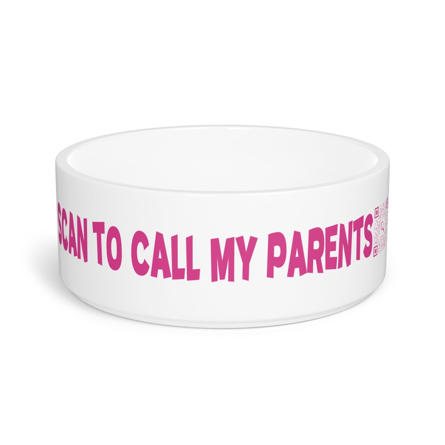 Pet Collection – Pet Bowl – Fuchsia – Scan to Call My Parents - QR NATION