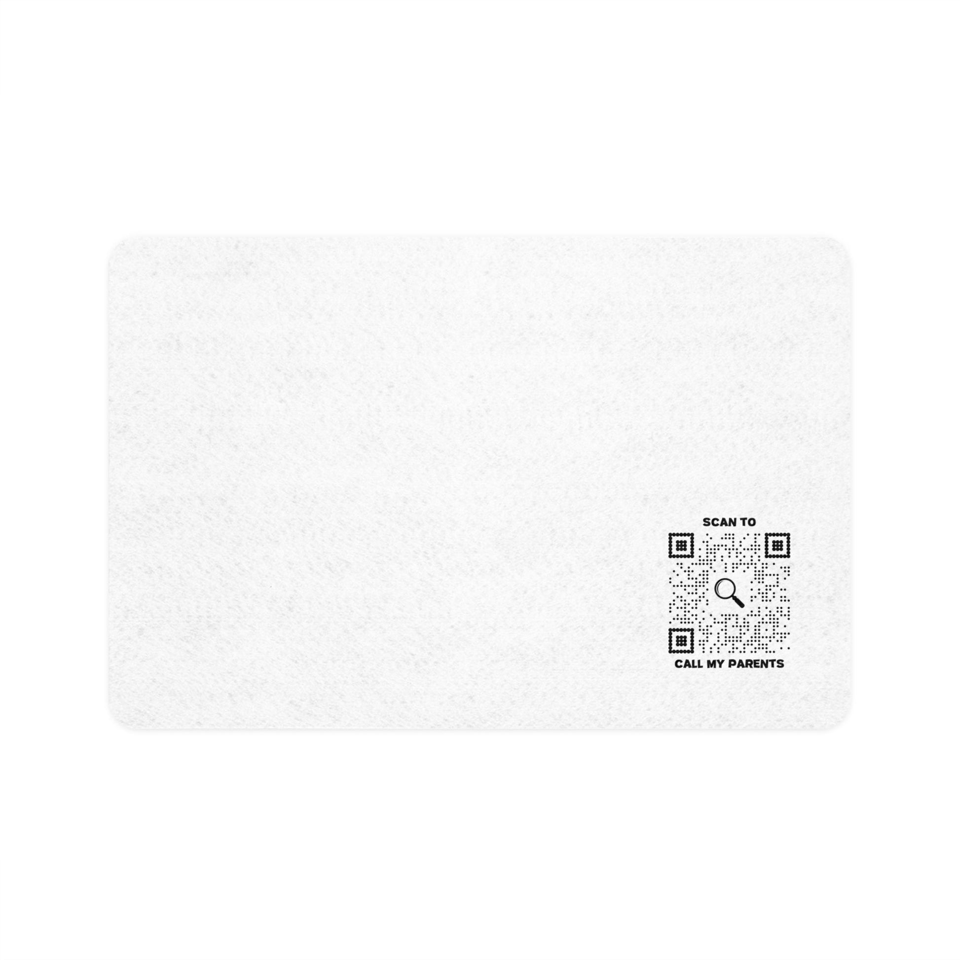 Pet Collection – Pet Food Mat – White – Scan to Call My Parents - QR NATION