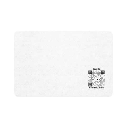 Pet Collection – Pet Food Mat – White – Scan to Call My Parents - QR NATION