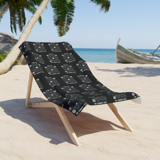 Summer – Beach Towel – Black – Scan for My Summer Vibes - QR NATION