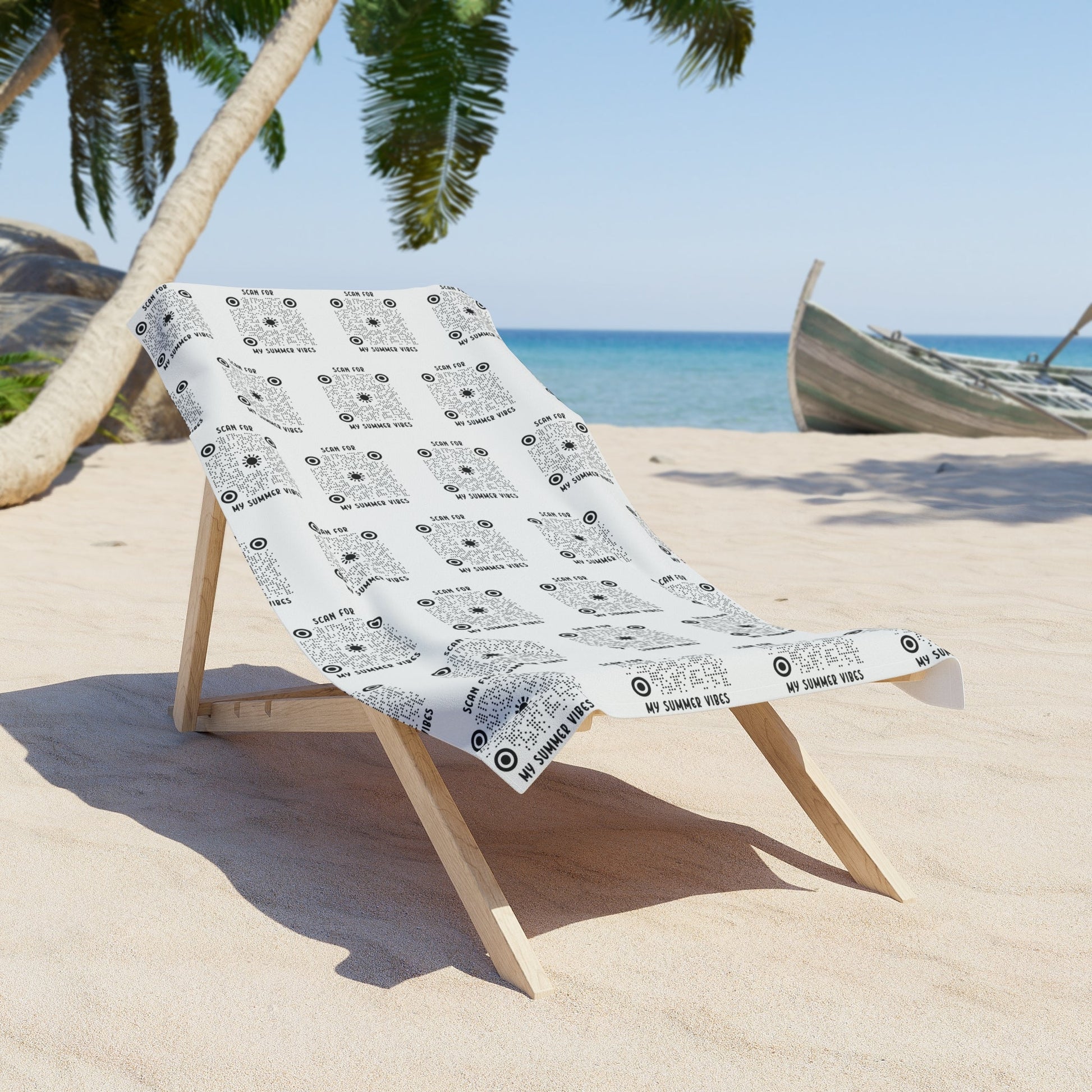 Summer – Beach Towel – White – Scan for My Summer Vibes - QR NATION