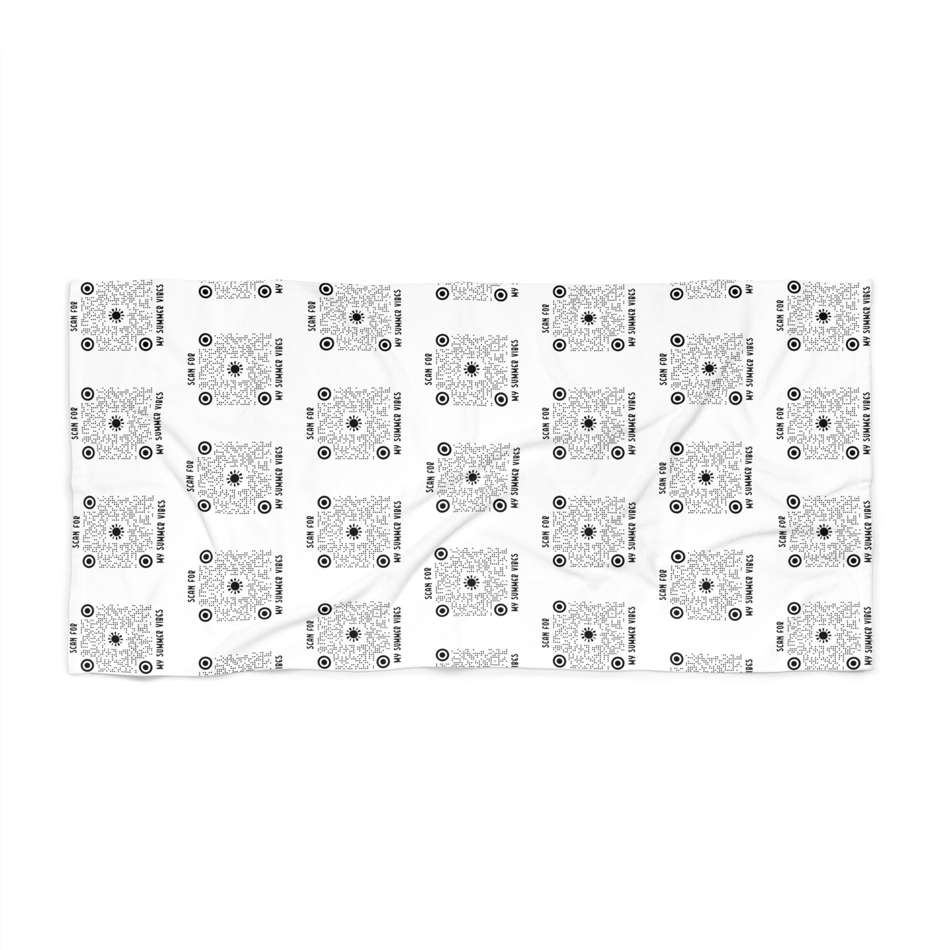 Summer – Beach Towel – White – Scan for My Summer Vibes - QR NATION