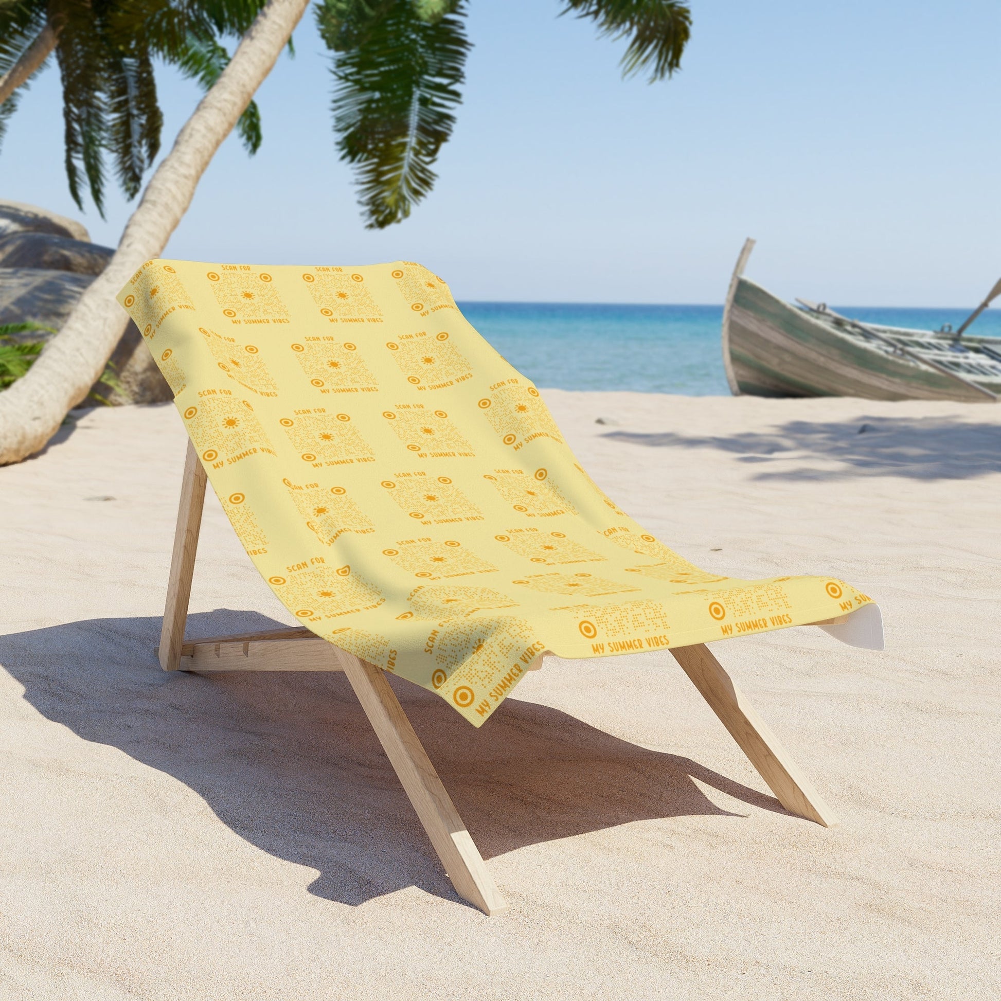 Summer – Beach Towel – Yellow – Scan for My Summer Vibes - QR NATION