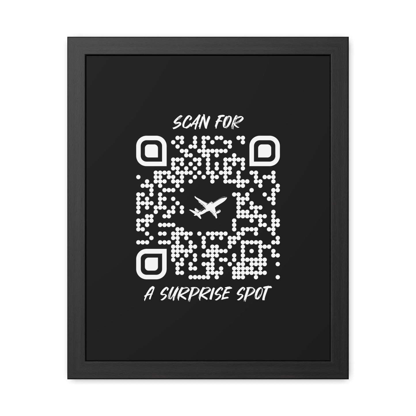 Travel – Framed Poster – Black – Scan for a Surprise Spot - QR NATION