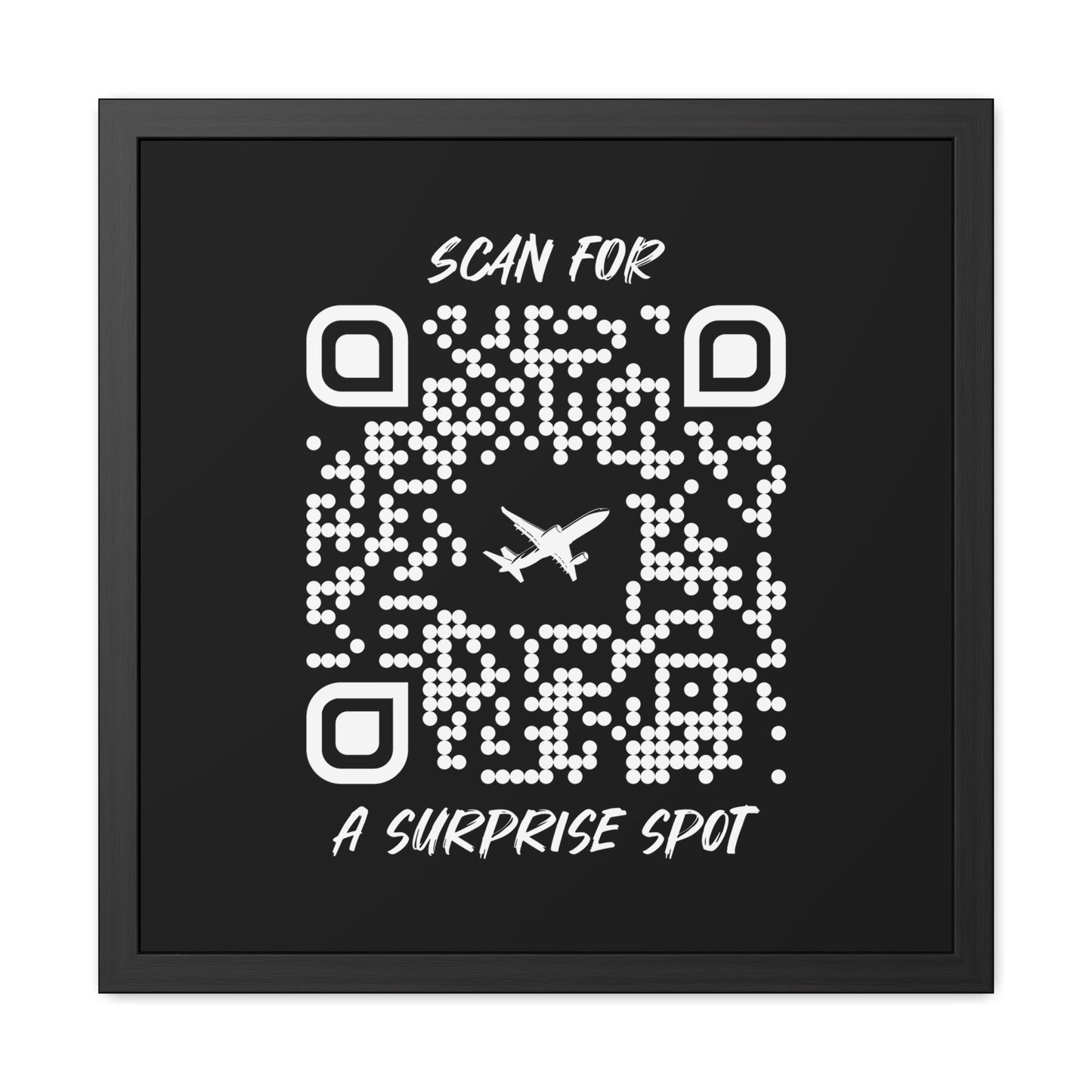 Travel – Framed Poster – Black – Scan for a Surprise Spot - QR NATION